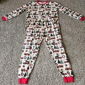 PJ Place Christmas‎ Pajama Adult Set Red Truck Tree Wreath Size Small Unisex